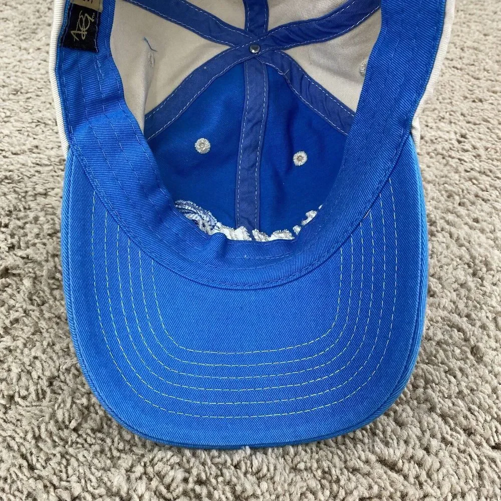 Hurricane Junior Golf Tour ADG Hat‎ Khaki Blue Adjustable Script Logo Dad Cap